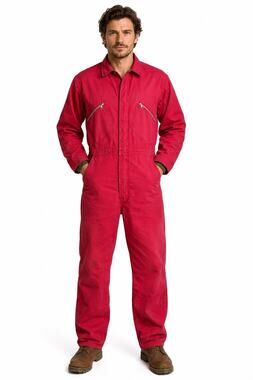 Vintage Wells Blizzard Pruf red overalls zippered collared suit medium